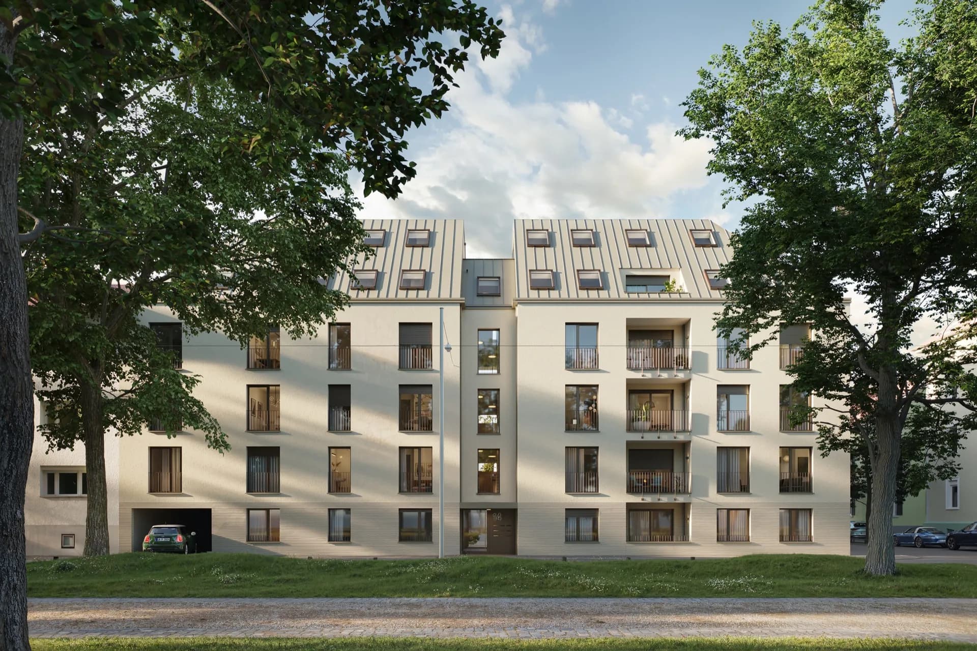 Außenansicht des Neubauprojekts Kurpark in Stuttgart Bad Cannstatt