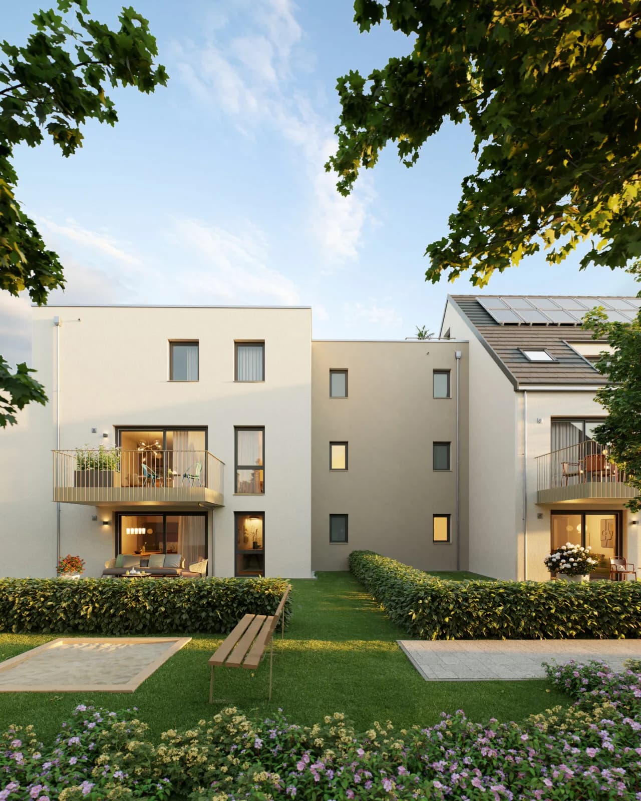 Visualisierung Gartenansicht Neubauprojekt Karle in Ingersheim